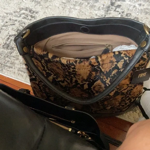 Frye Snake Pattern Hobo Bag - Black and Tan - Picture 6 of 7